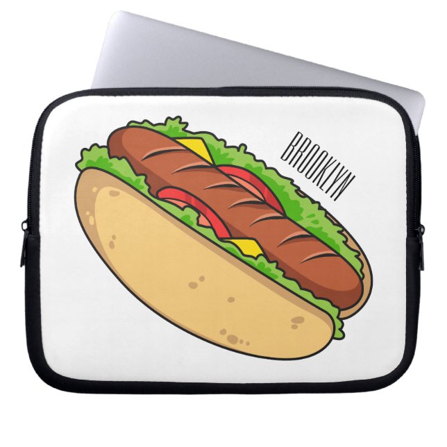 Afbeelding van hotdog cartoon laptop sleeve (Voorkant)
