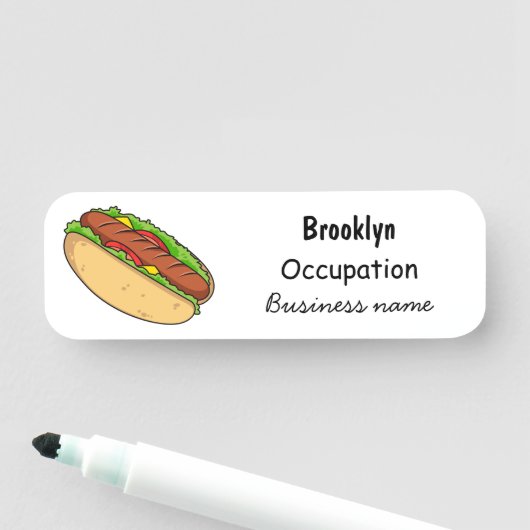Afbeelding van hotdog cartoon naamplaatje (In situ)