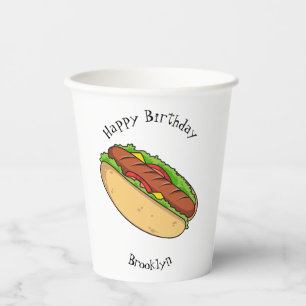 Afbeelding van hotdog cartoon papieren bekers