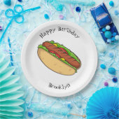 Afbeelding van hotdog cartoon papieren bordje (Feest)