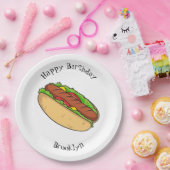 Afbeelding van hotdog cartoon papieren bordje (Feest)
