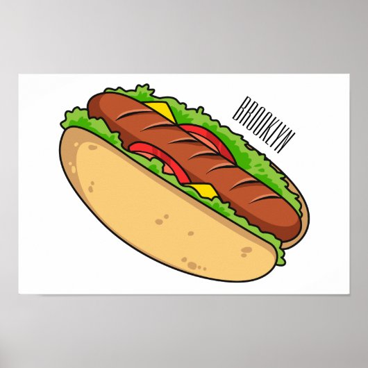 Afbeelding van hotdog cartoon poster (Voorkant)
