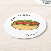 Afbeelding van hotdog cartoon ronde kartonnen onderzetter (Gebogen)