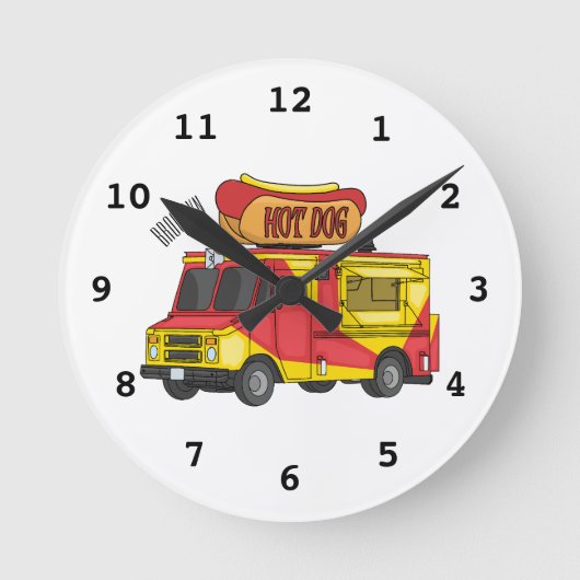 Afbeelding van hotdog-cartoon ronde klok (Voorkant)