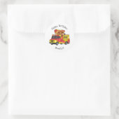 Afbeelding van hotdog-cartoon ronde sticker (Tas)