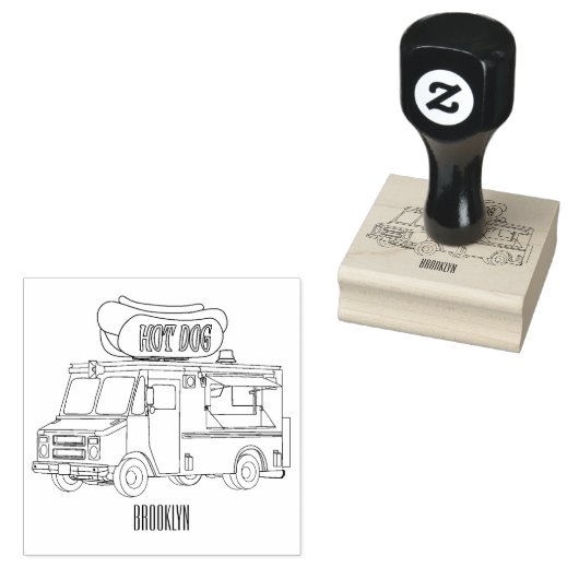 Afbeelding van hotdog-cartoon rubberstempel (Gestempeld)