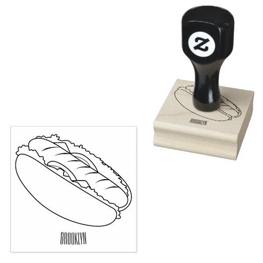 Afbeelding van hotdog cartoon rubberstempel (Gestempeld)