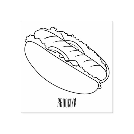 Afbeelding van hotdog cartoon rubberstempel (Afrduk)