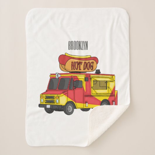 Afbeelding van hotdog-cartoon sherpa deken (Voorkant)