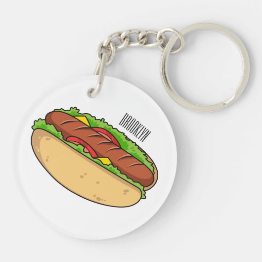 Afbeelding van hotdog cartoon sleutelhanger (Achterkant)
