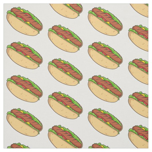 Afbeelding van hotdog cartoon stof (Swatch)