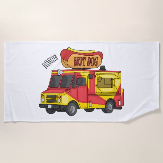 Afbeelding van hotdog-cartoon strandlaken (Voorkant)