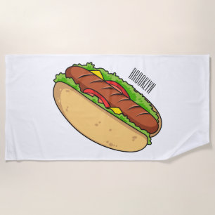 Afbeelding van hotdog cartoon strandlaken