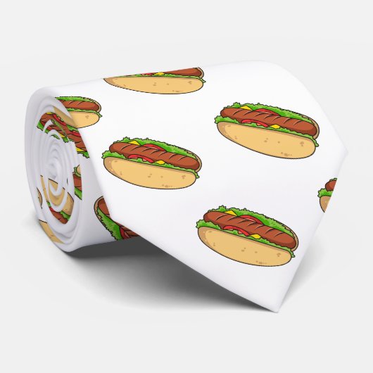 Afbeelding van hotdog cartoon stropdas (Opgerold)