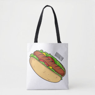 Afbeelding van hotdog cartoon tote bag