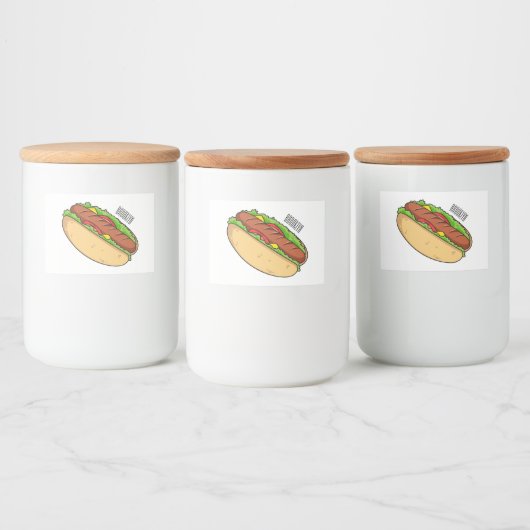 Afbeelding van hotdog cartoon voedselcontainer etiket (Flessen)