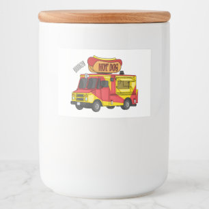 Afbeelding van hotdog-cartoon voedselcontainer etiket
