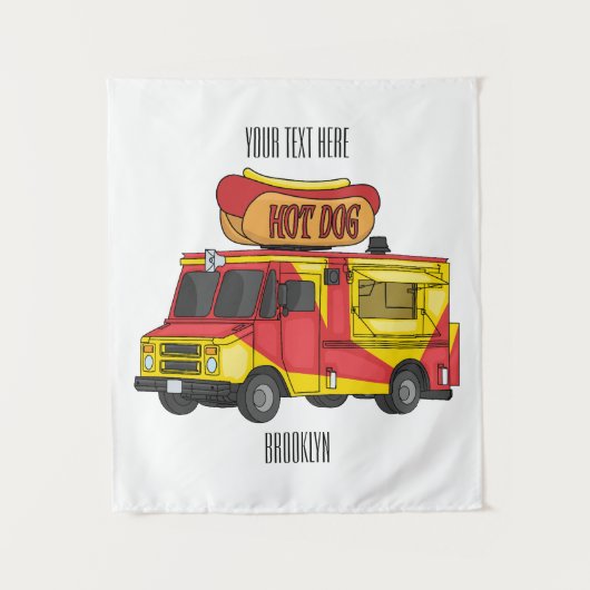 Afbeelding van hotdog-cartoon wandkleed (Voorkant)