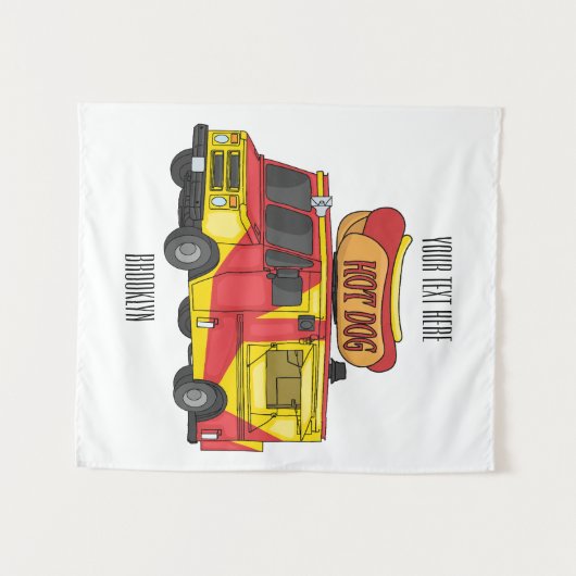 Afbeelding van hotdog-cartoon wandkleed (Voorkant (horizontaal))