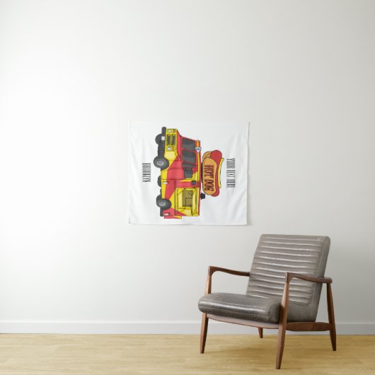 Afbeelding van hotdog-cartoon wandkleed (In Situ (horizontaal))