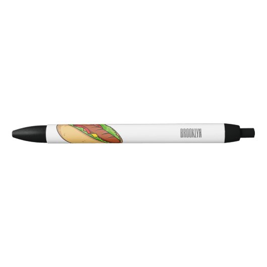 Afbeelding van hotdog cartoon zwarte inkt pen (Voorkant)