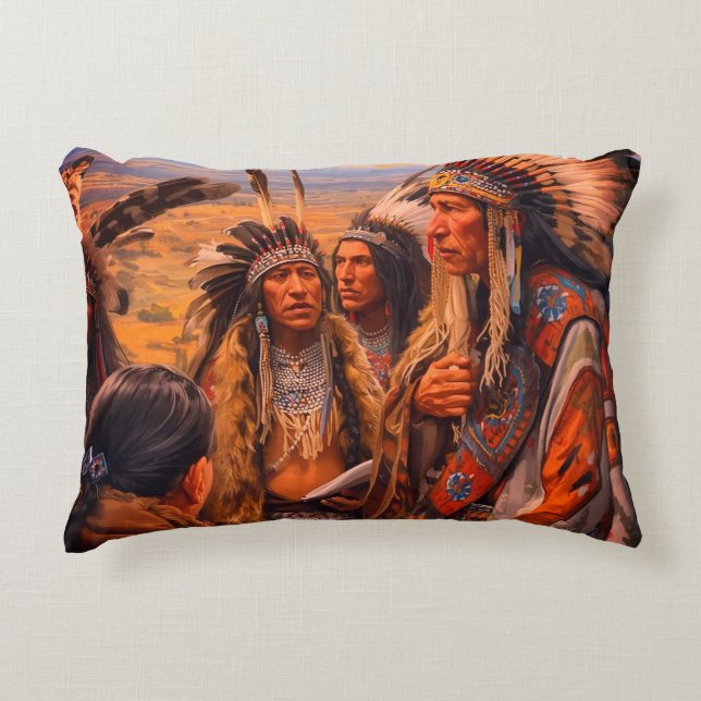 Afbeelding van inheemse Amerikaanse Indianenstam o Accent Kussen (Voorkant)