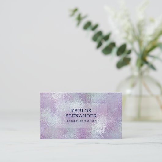 Afbeelding van Iridescent glazen zilver en roze ac Visitekaartje (Staand voorkant)