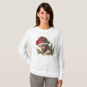 Afbeelding van Jezus met geborduurde kerstmuts T-shirt (Voorkant volledig)