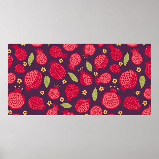 afbeelding van juicy pomegranaten met le poster (Voorkant)