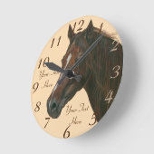 afbeelding van kastanjebruin paard ronde klok (Hoek)