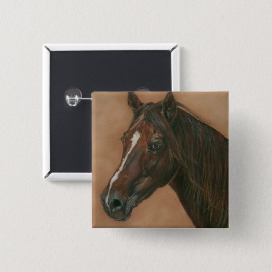 afbeelding van kastanjebruin  vierkante button 5,1 cm (Voorkant /achterkant)