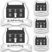 Afbeelding van katoen met eigen huis/familienaam sticker (Voorkant)
