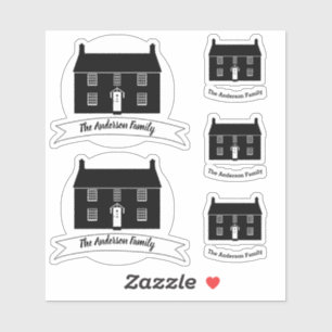 Afbeelding van katoen met eigen huis/familienaam sticker