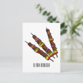 Afbeelding van Kebab of kabob-cartoon Briefkaart (Staand voorkant)