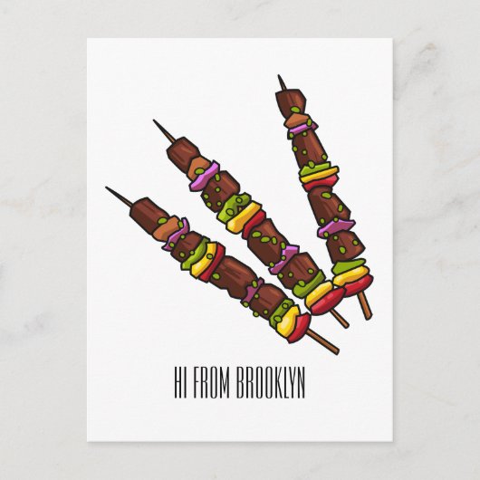 Afbeelding van Kebab of kabob-cartoon Briefkaart (Voorkant)