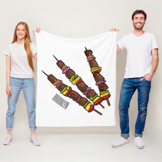 Afbeelding van Kebab of kabob-cartoon Fleece Deken (In situ)