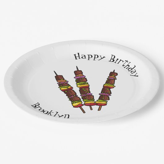 Afbeelding van Kebab of kabob-cartoon Papieren Bordje (Gekanteld)