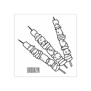 Afbeelding van Kebab of kabob-cartoon Rubberstempel