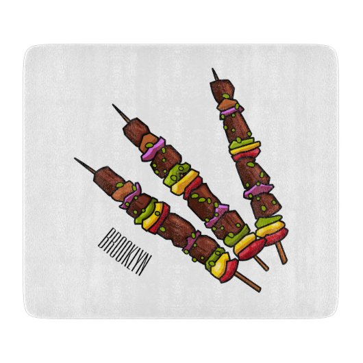 Afbeelding van Kebab of kabob-cartoon Snijplank (Voorkant)