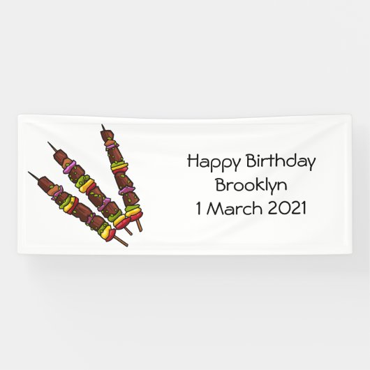 Afbeelding van Kebab of kabob-cartoon Spandoek (Horizontaal)