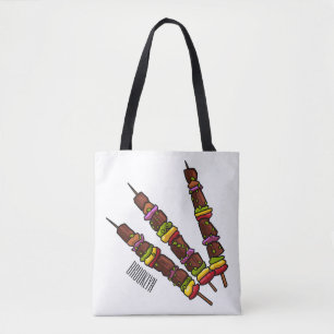 Afbeelding van Kebab of kabob-cartoon Tote Bag