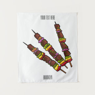 Afbeelding van Kebab of kabob-cartoon Wandkleed