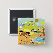 afbeelding van kinderen vierkante button 5,1 cm (Voorkant /achterkant)