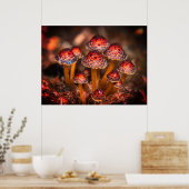 Afbeelding van kleine wilde paddenstoelen op oceaa poster (Keuken)