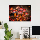 Afbeelding van kleine wilde paddenstoelen op oceaa poster (Thuiskantoor)