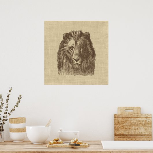 afbeelding van Lion op schoot Poster (Keuken)