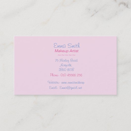 afbeelding van make-up en borstelaars visitekaartje (Achterkant)