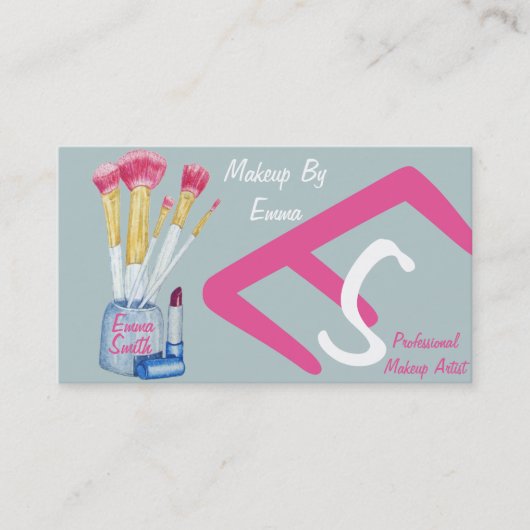 afbeelding van make-up en borstelaars visitekaartje (Voorkant)