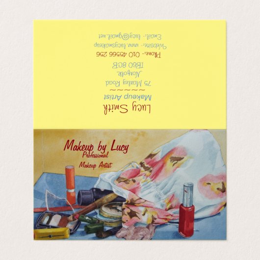 afbeelding van  make-up tas voor schoonheidsspecia visitekaartje (Buitenkant ongevouwen)