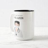 Afbeelding van mannelijke dokter Dank u wel Tweekleurige Koffiemok (Voorkant links)